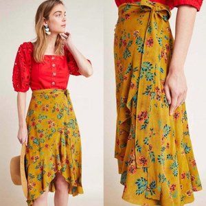 Anthropologie x Faithfull the Brand Tramonti Floral Wrap Skirt Sz 4